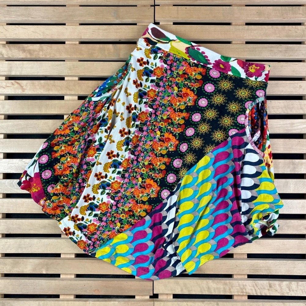 Desigual Floral Patchwork Asymmetrical A-Line Skirt - Multicolor - Size XL - Picture 3 of 15